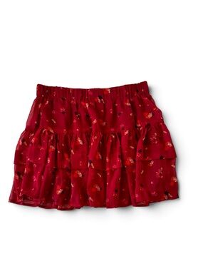 Free People Red Floral Tiered Mini Skirt